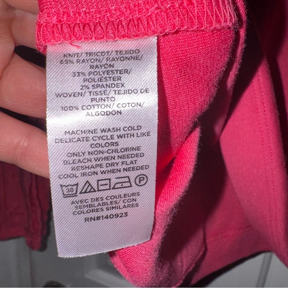 LOFT Pink Eyelet Round Neck Puff Long Sleeve Knit Top Shirt S - Picture 8 of 11